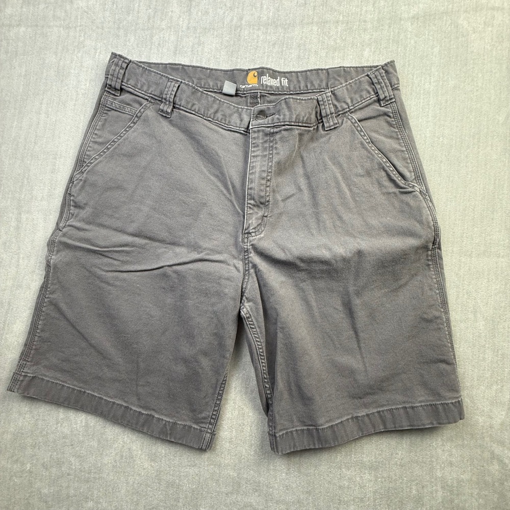 Carhartt Mens Relaxed Fit Canvas Work Shorts Gray Utility Carpenter Size 40